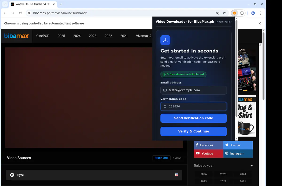 Bibamaxph Video Downloader browser extension screenshot 2